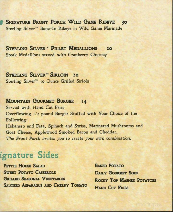 Front Porch - Powell, TN menu_pic