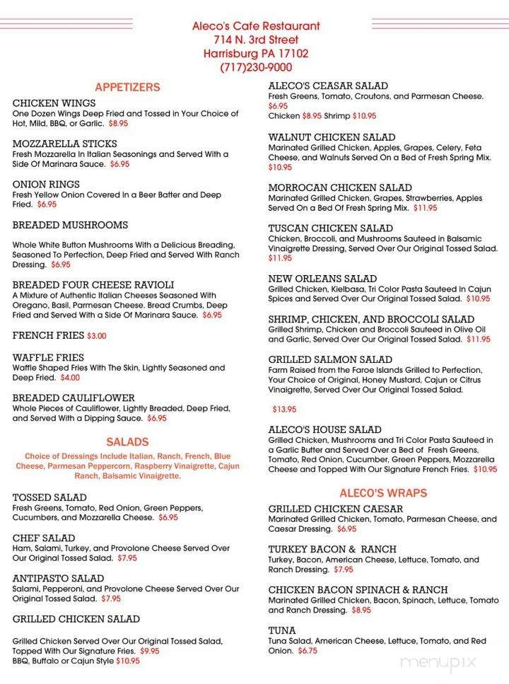 Aleco's Steak & Hoagie - Harrisburg, PA menu_pic