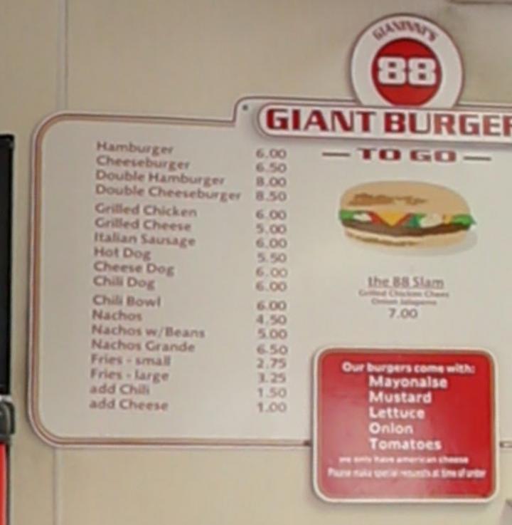 88 Giant Burgers To Go - Pine Grove, CA