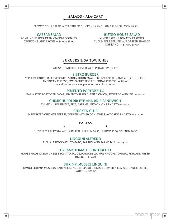 Bistro 29 - Murphy, NC menu_pic