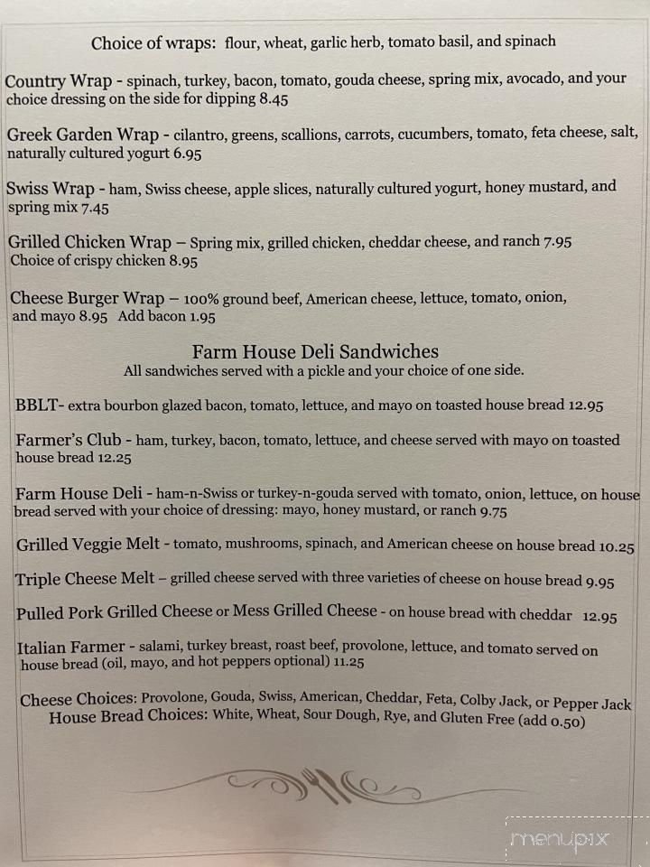 Waltz Creamery and Farm House Cafe - Salladasburg, PA menu_pic