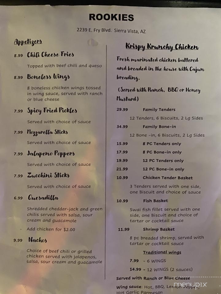 Rookies - Sierra Vista, AZ menu_pic