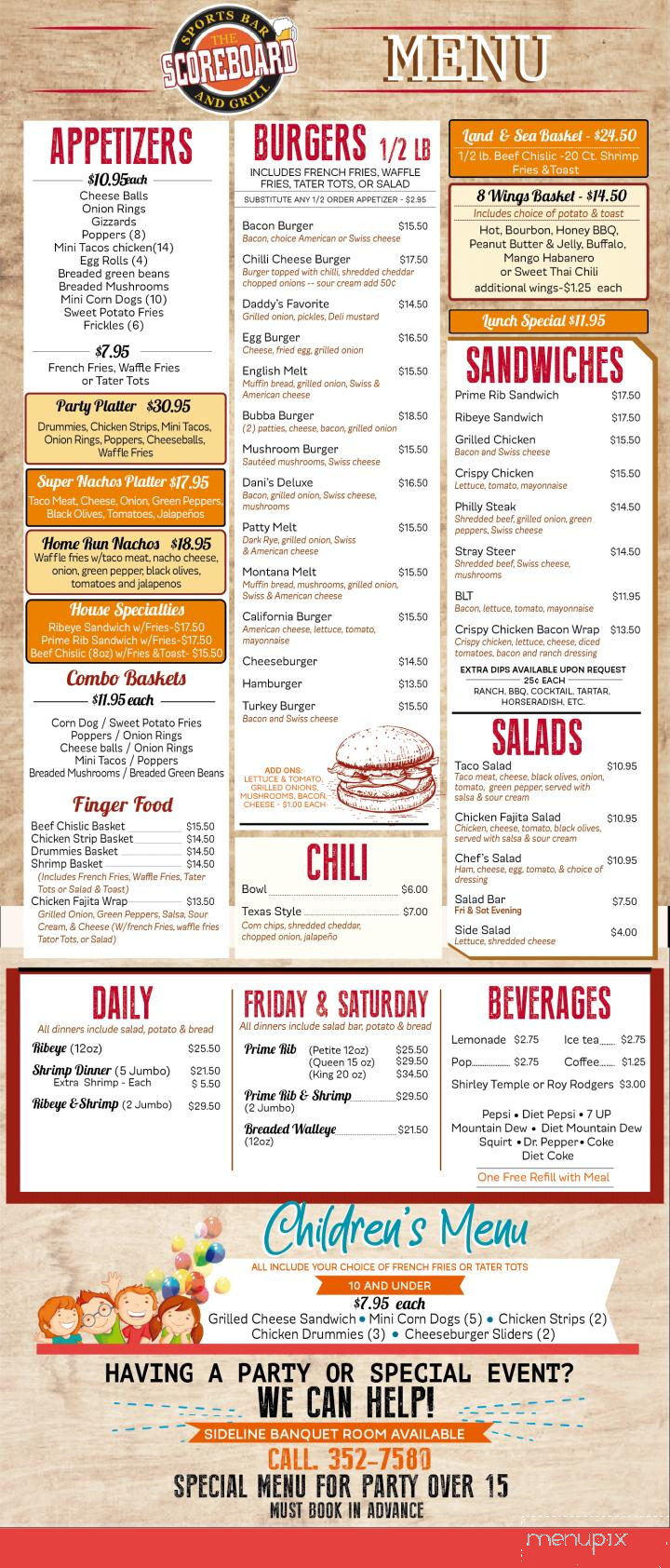 Scoreboard Bar & Grill - Huron, SD menu_pic