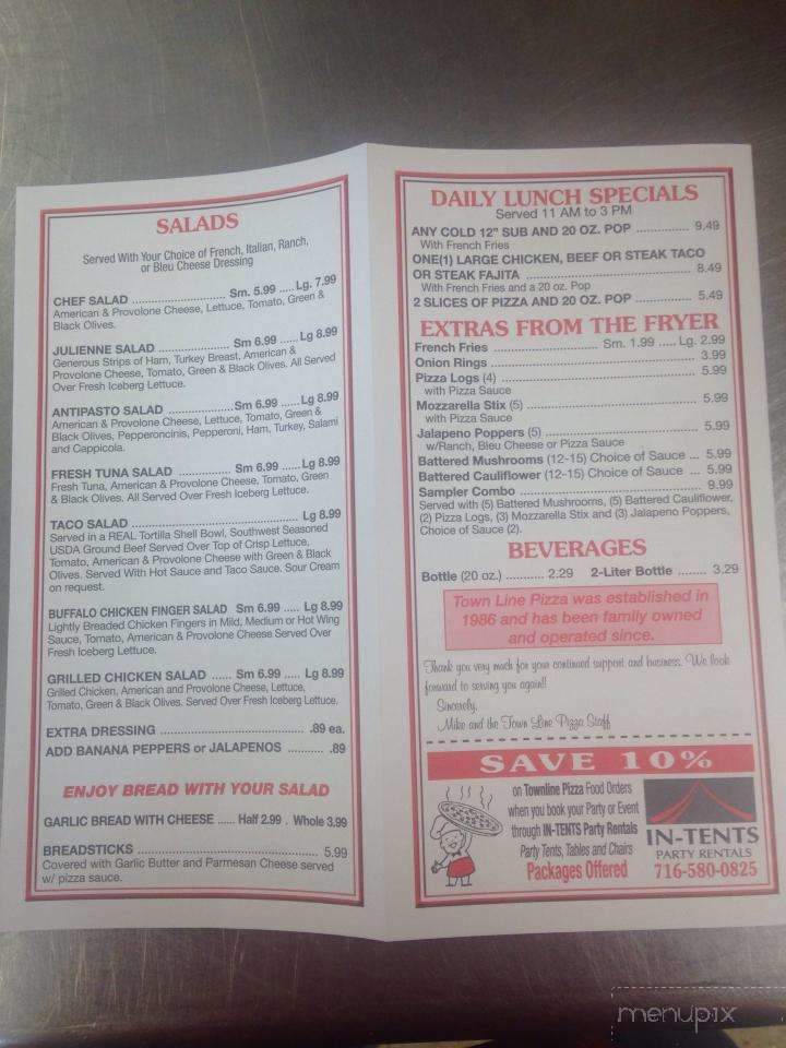 Town Line Pizzeria - Alden, NY menu_pic