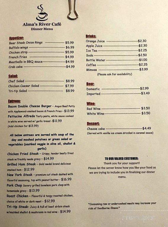 Alma's Cafe - Walnut Grove, CA menu_pic