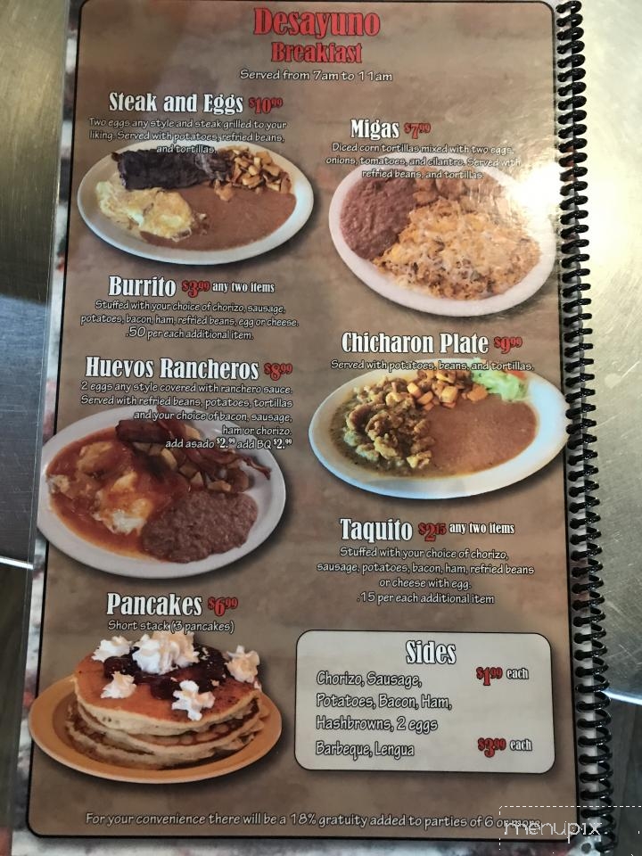 Taqueria Jalisco - Midland, TX menu_pic