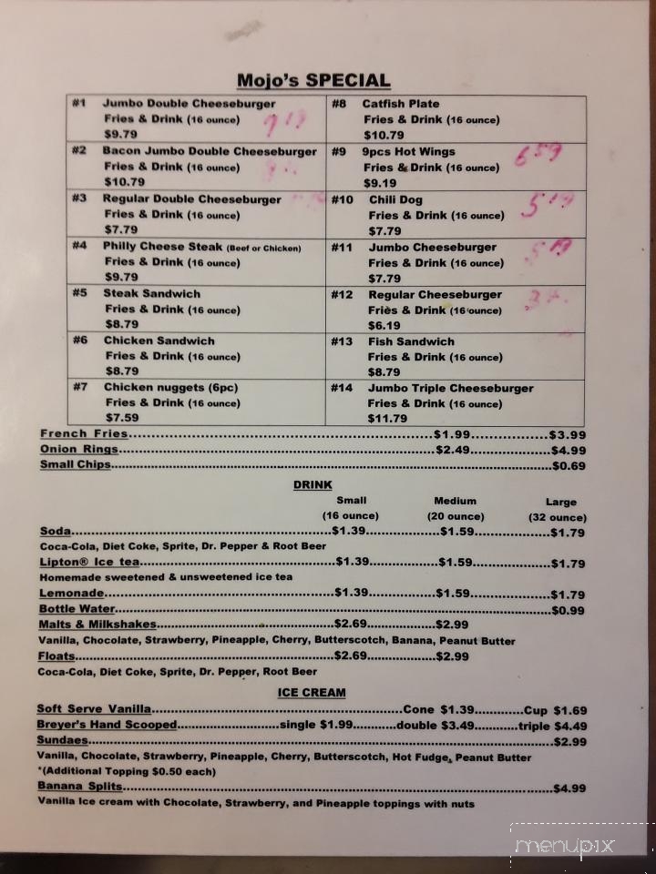 Mojo's - North Little Rock, AR menu_pic
