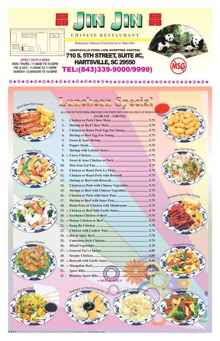 Jin Jin - Hartsville, SC menu_pic