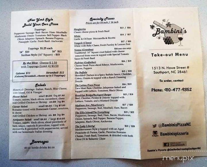Bambini's Pizzeria - Southport, NC menu_pic