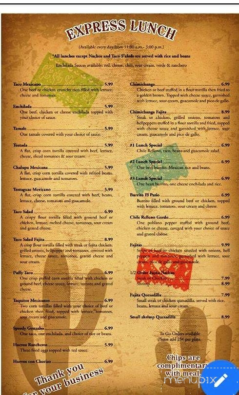 El Patio - Winnfield, LA menu_pic