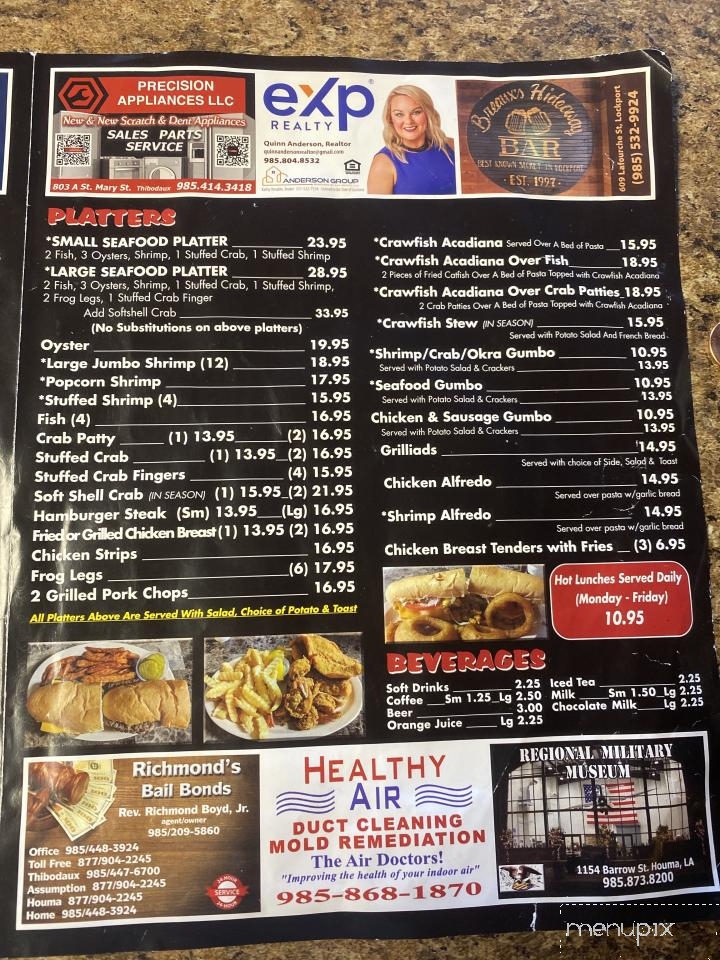 Blackie's Po-Boy Shop - Lockport, LA menu_pic