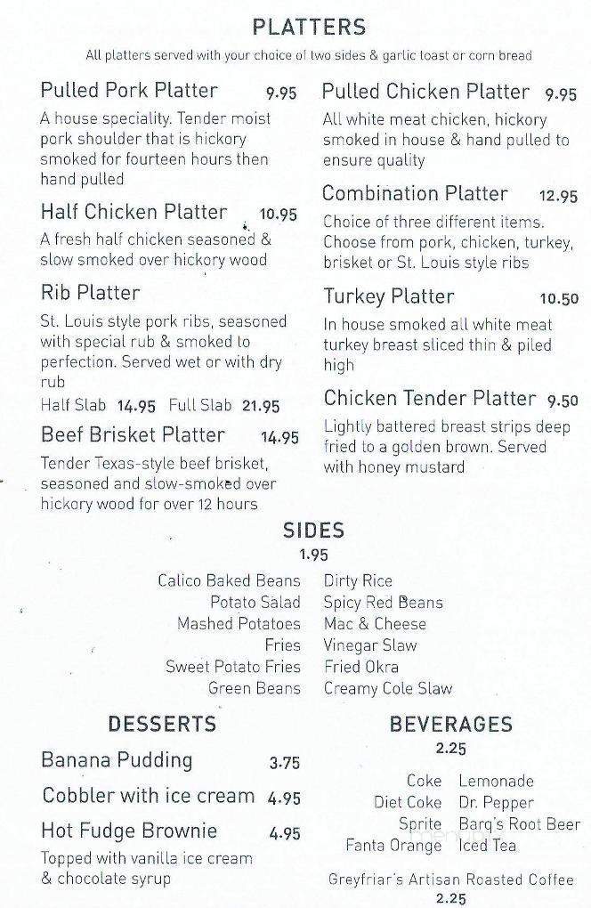 Bone's Smokehouse - Chattanooga, TN menu_pic