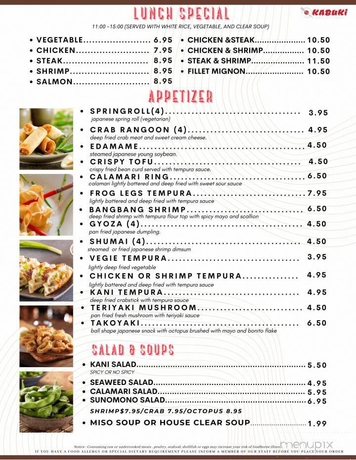 Kabuki Hibachi and Sushi - Winchester, IN menu_pic