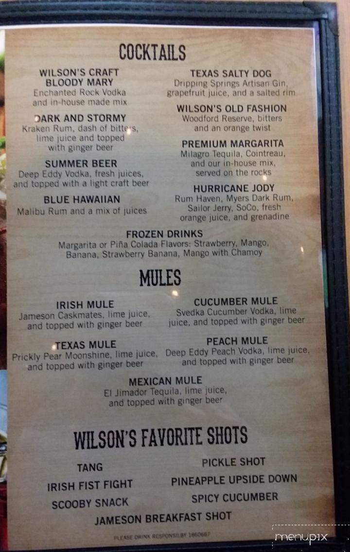Wilson's Ice House - Kerrville, TX menu_pic