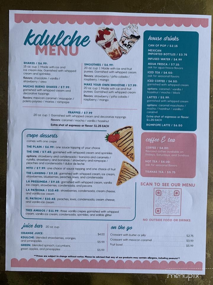Kdulche Cafe - Lansing, IL menu_pic