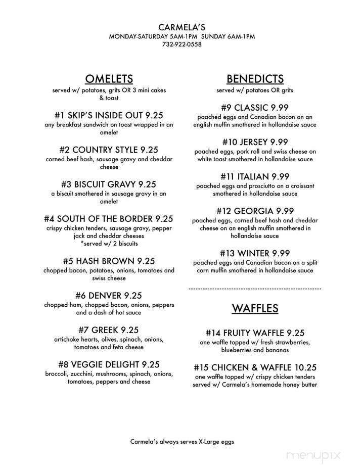 Carmela's 19th Hole Lunch - Neptune, NJ menu_pic