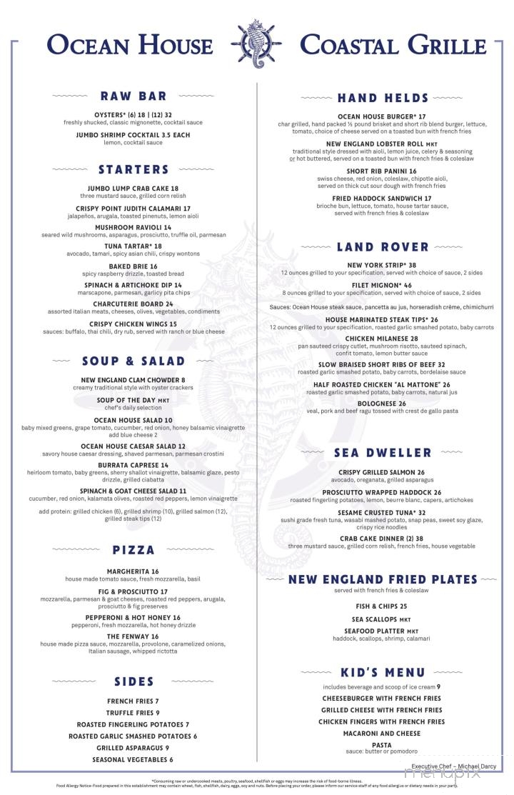 Ocean House Coastal Grille - Marshfield, MA menu_pic