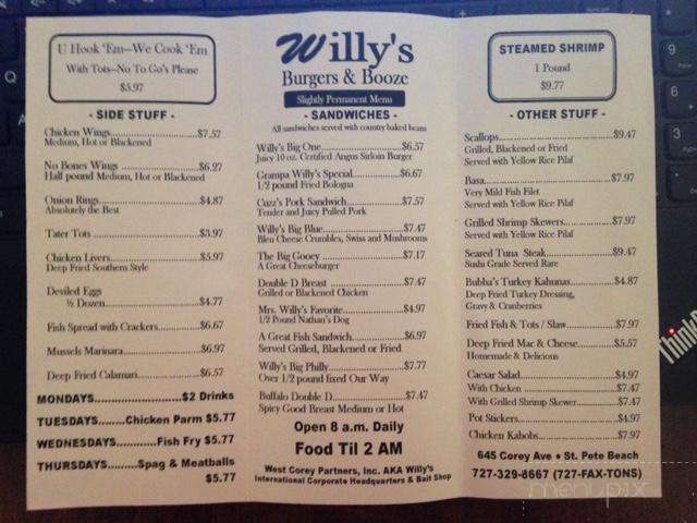 Willy's Burgers Booze - St Pete Beach, FL
