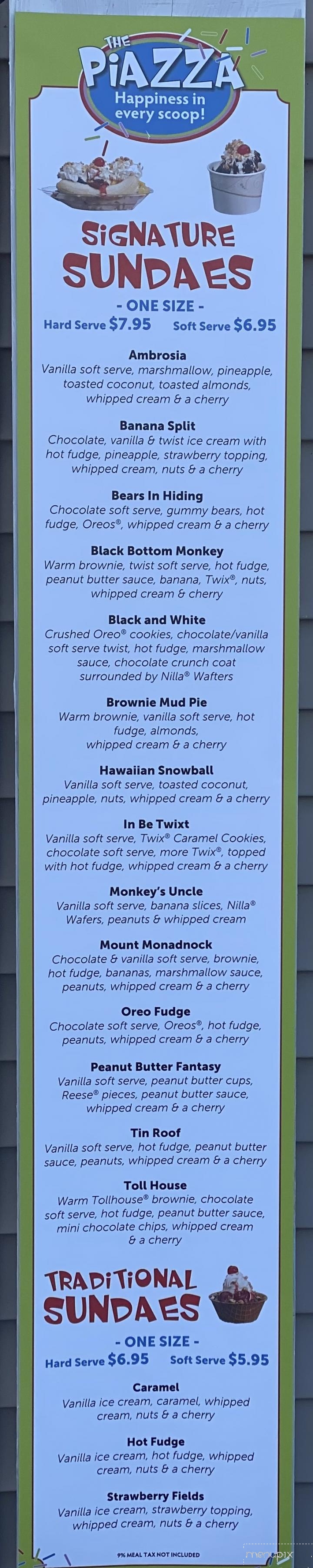 The Piazza - Keene, NH menu_pic