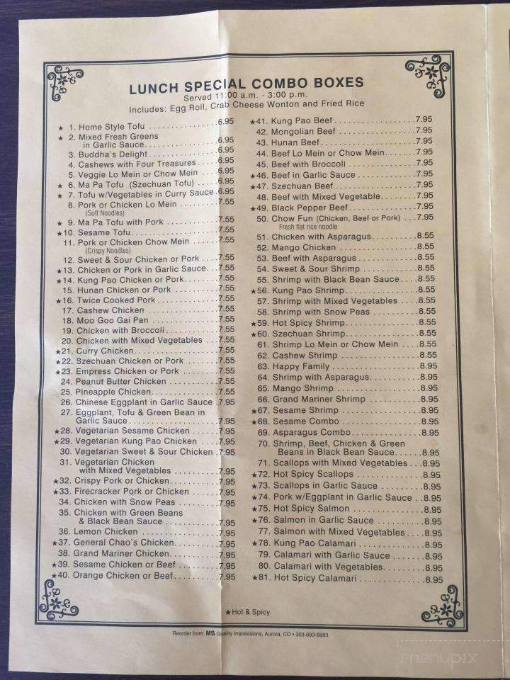 Fan's Chinese Cuisine - Longmont, CO menu_pic