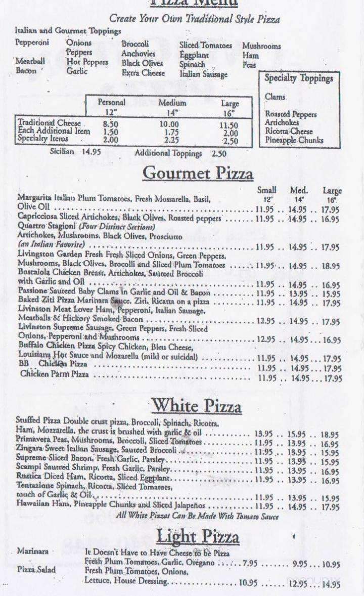 Livingston Pizza - Livingston, NJ menu_pic