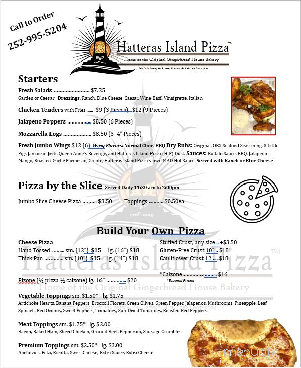Gingerbread House Bakery - Frisco, NC menu_pic