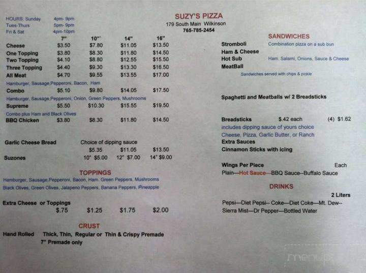 Suzy's Pizza - Wilkinson, IN