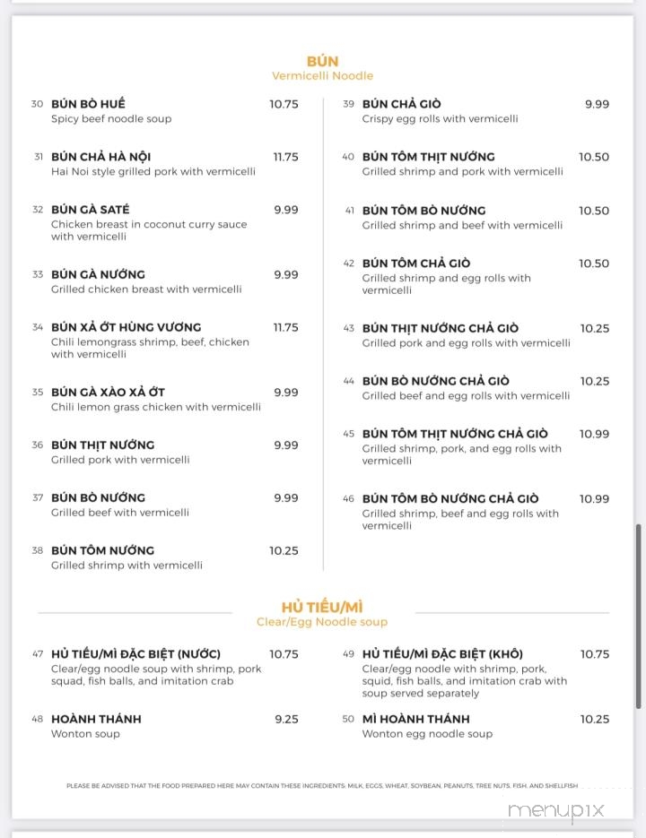 Pho Hung Vuong Restaurant - Tustin, CA menu_pic