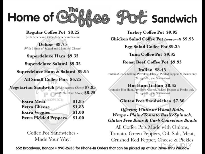 Menu of Coffee Pot Cafe in Bangor, ME 04401