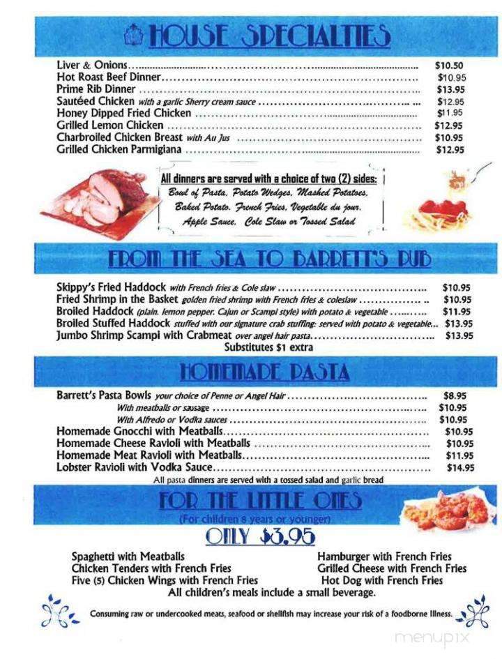 Barrett's Pub - Archbald, PA menu_pic