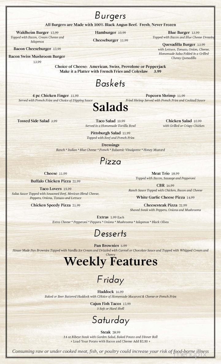 Waldheim Restaurant & Bar - Galeton, PA menu_pic