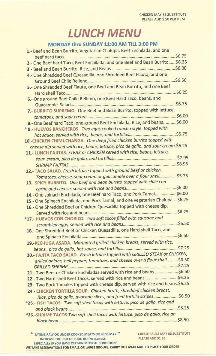 El Patron Bar & Grill - Helena, AL menu_pic
