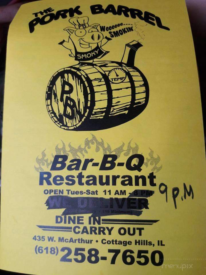 The Pork Barrel - Cottage Hills, IL menu_pic