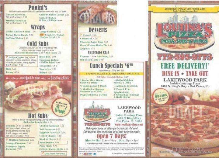 Loutina's Pizza - Fort Pierce, FL menu_pic