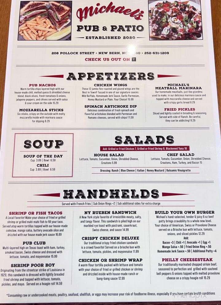 Michael's Pub and Patio - New Bern, NC menu_pic