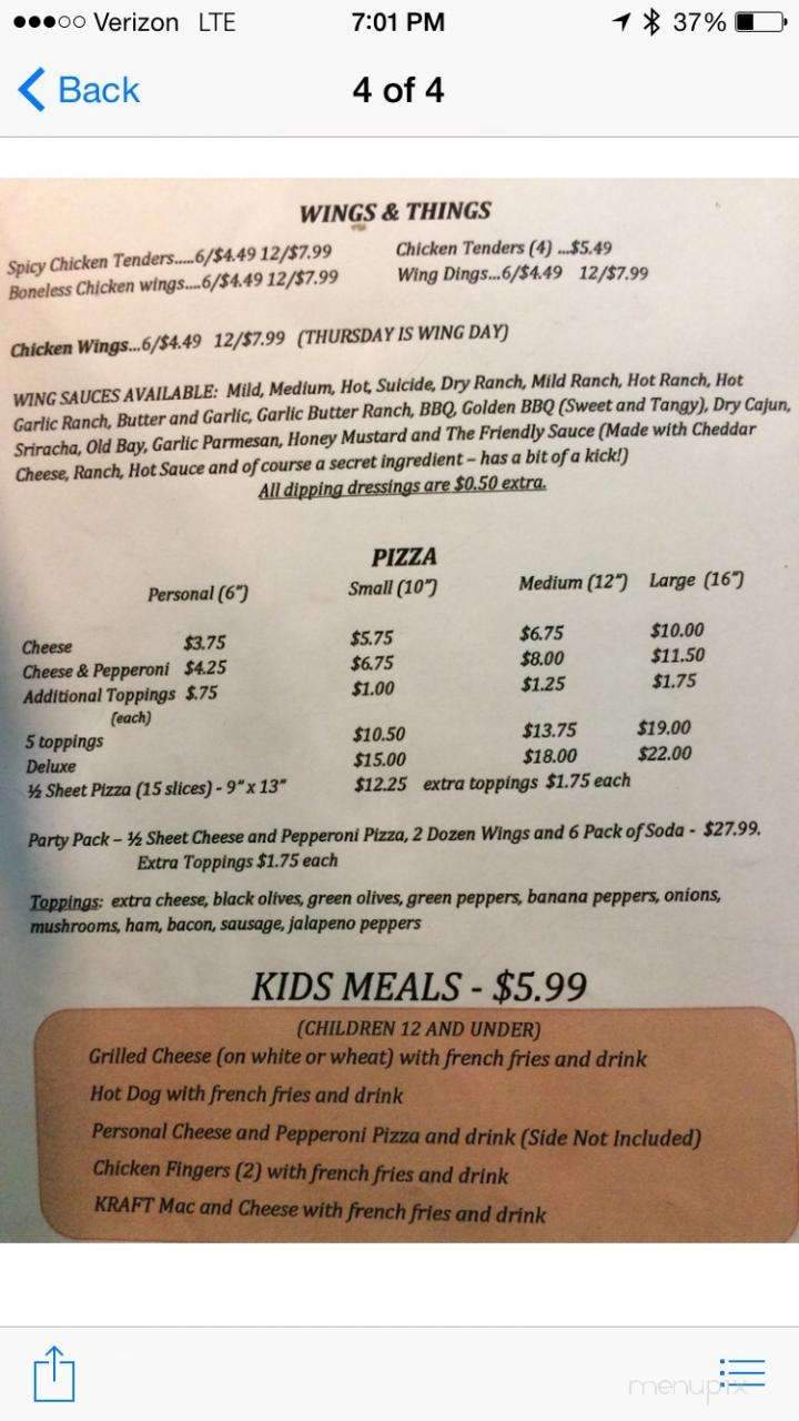 Friendly Inn - Roulette, PA menu_pic
