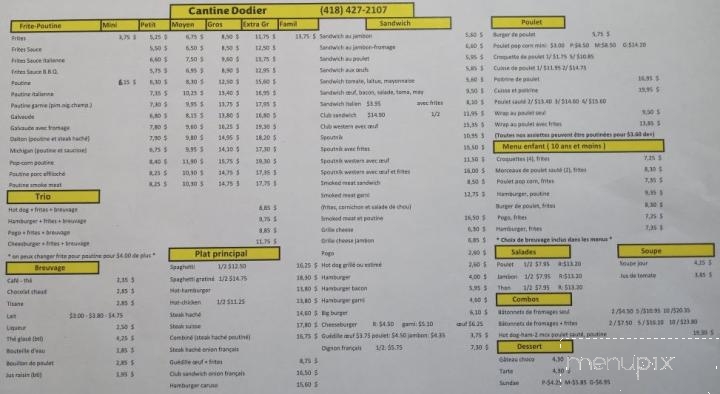 Cantine Dodier - East Broughton, QC menu_pic