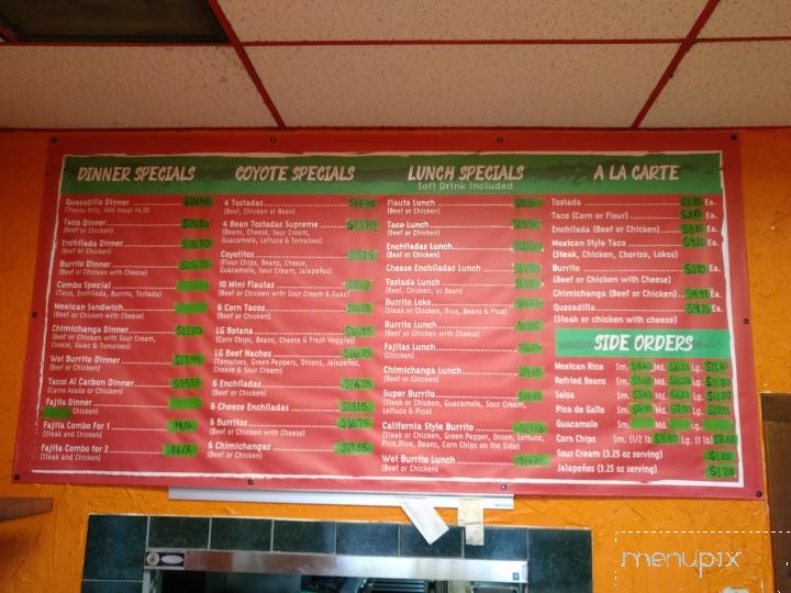 El Coyote Loko - Livonia, MI menu_pic