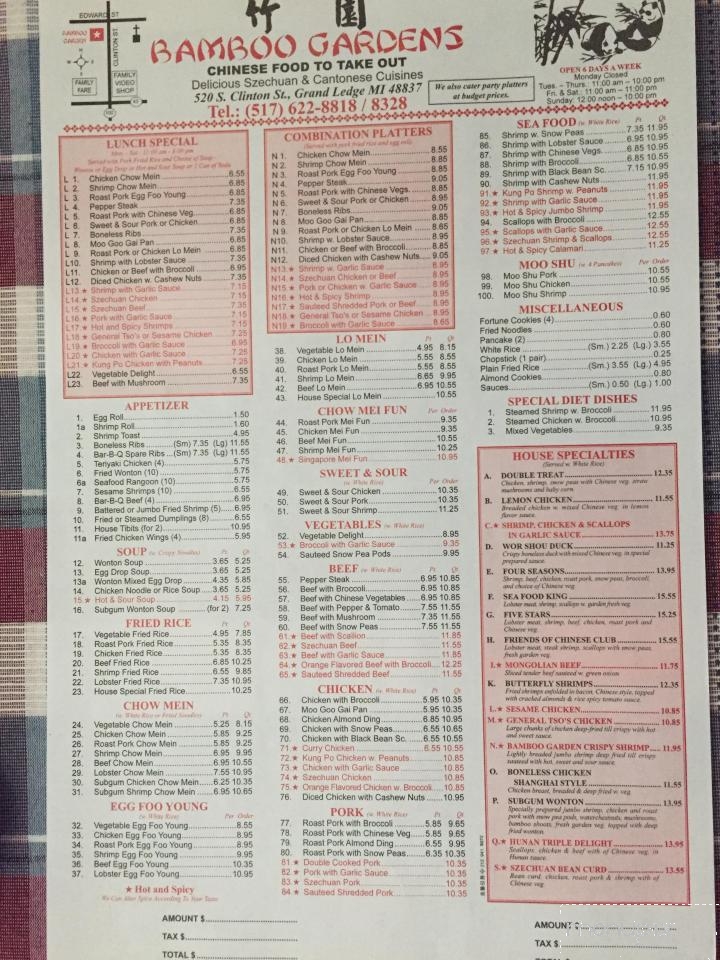 Bamboo Gardens - Grand Ledge, MI menu_pic