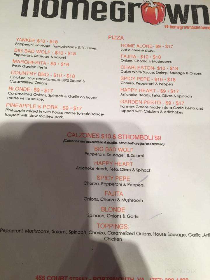 Homegrown - Portsmouth, VA menu_pic