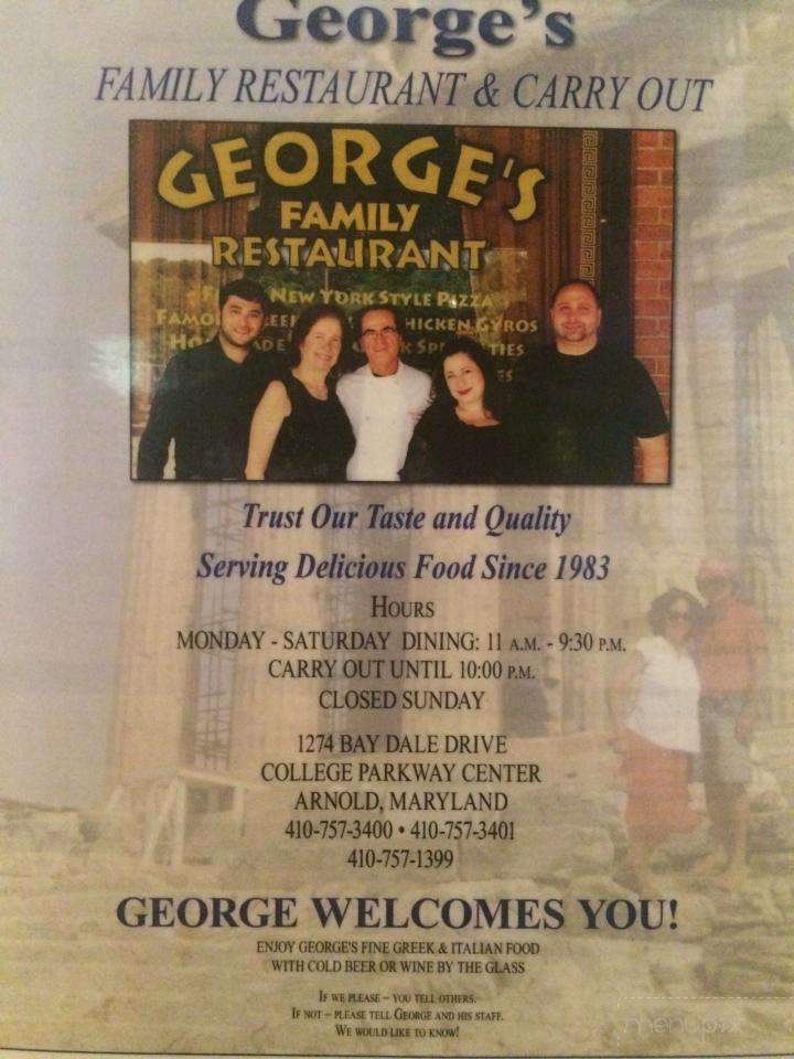 George's Restaurant & Carryout - Arnold, MD menu_pic