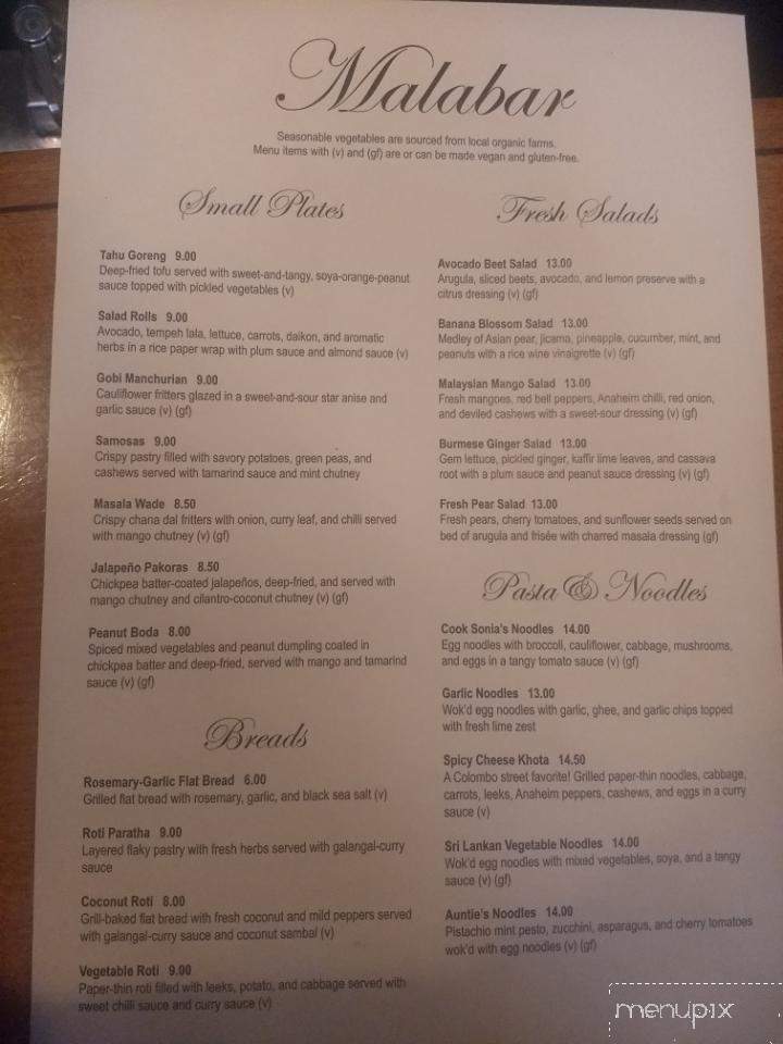 Malabar Restaurant - Santa Cruz, CA menu_pic
