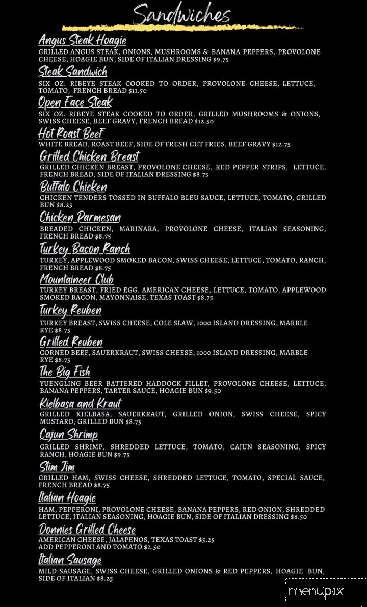 Mountaineer Bar & Grill Incorporated - Wheeling, WV menu_pic