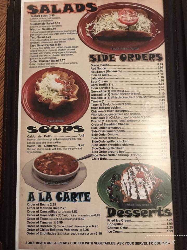 El Camino Real - Clinton, MO menu_pic