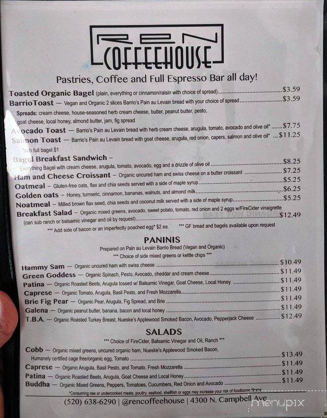 Ren Coffeehouse - Tucson, AZ menu_pic