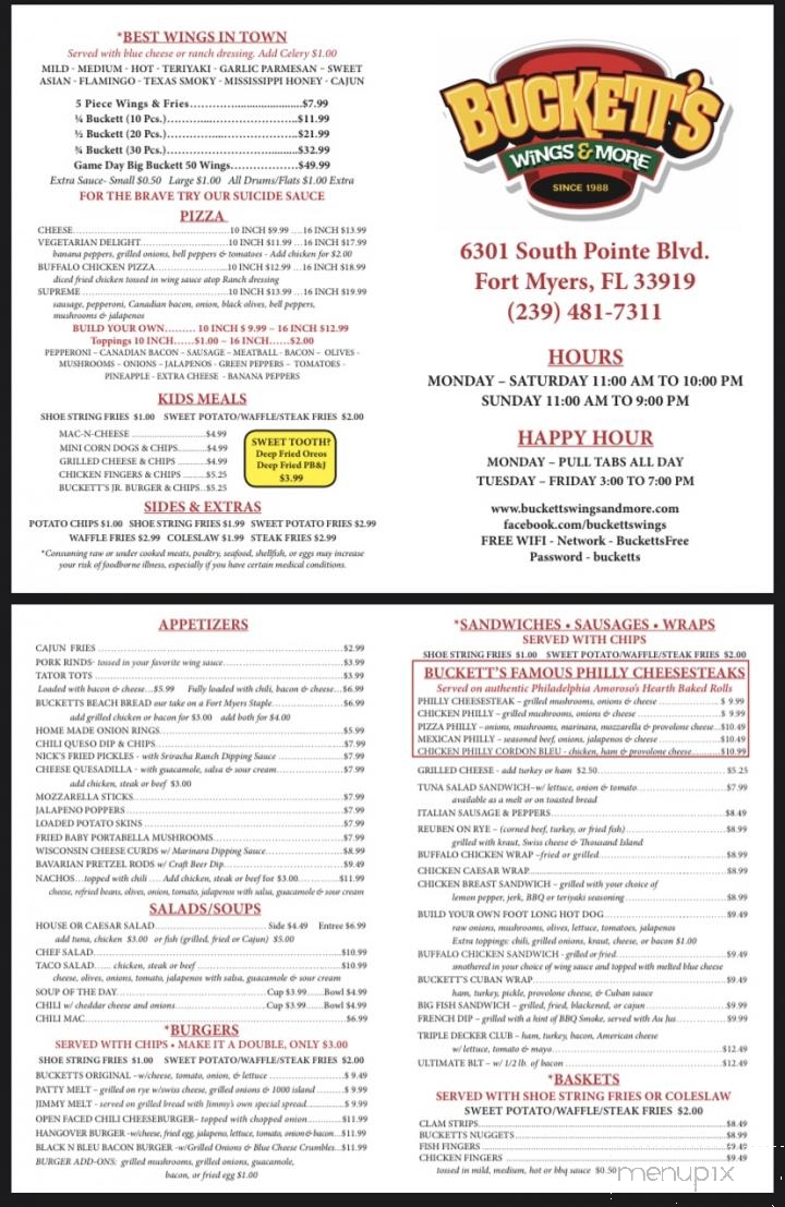 Bucketts - Fort Myers, FL menu_pic