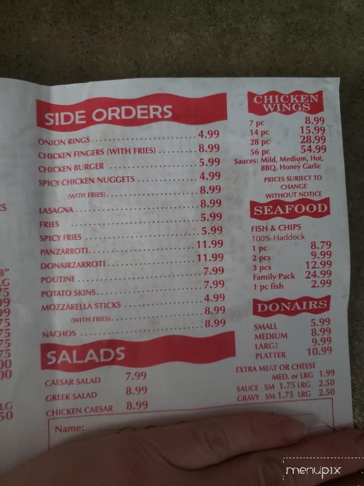 Pronto Pizza - Wolfville, NS menu_pic
