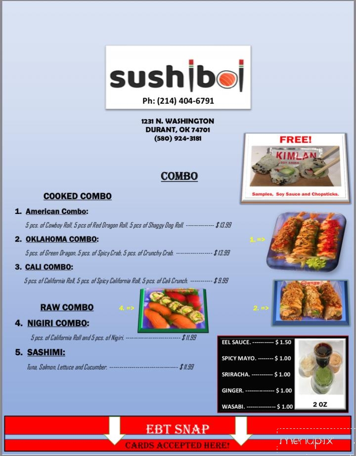 Sushiboi - Durant, OK menu_pic