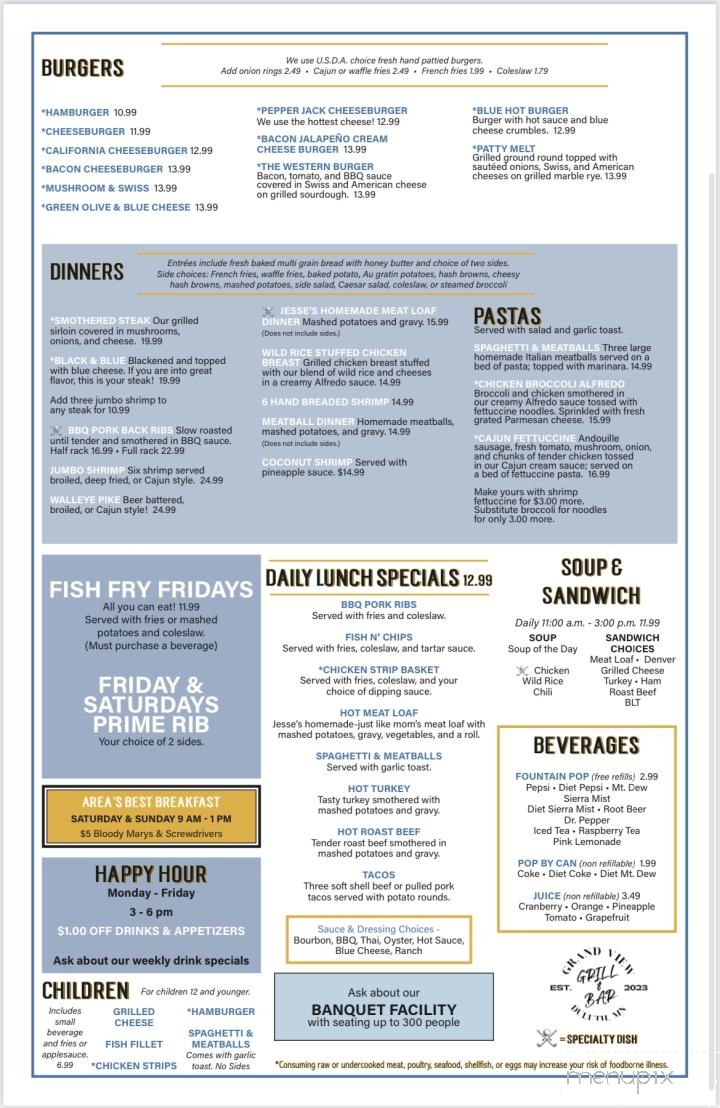 Grand View Grill & Bar - Duluth, MN menu_pic