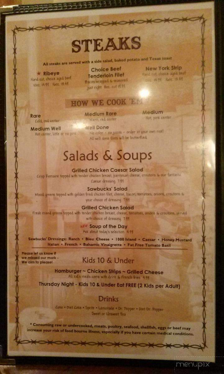 Sawbucks Authentic American Neighborhood Grill - Conway, AR menu_pic